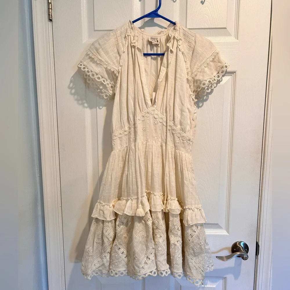 Hemant & Nandita Babydoll Lace Off White Cream Dress XS NWT - Picture 3 of 15